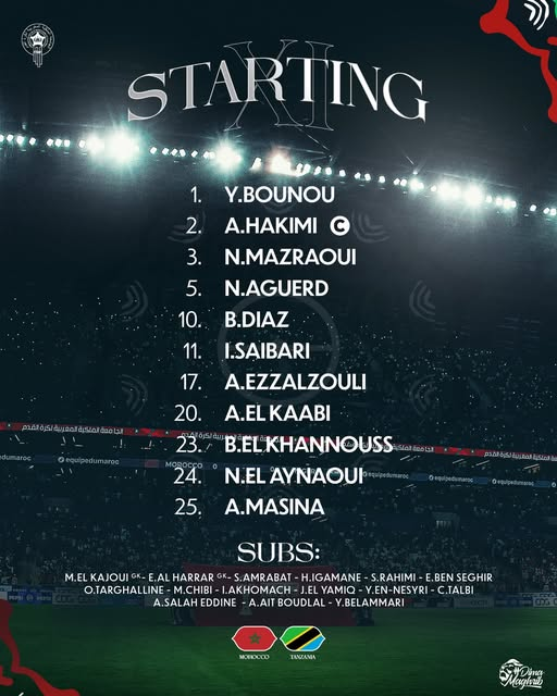 OFFICIEL : La Composition du Maroc face à la Tanzanie ! El Khannouss titulaire 🦁