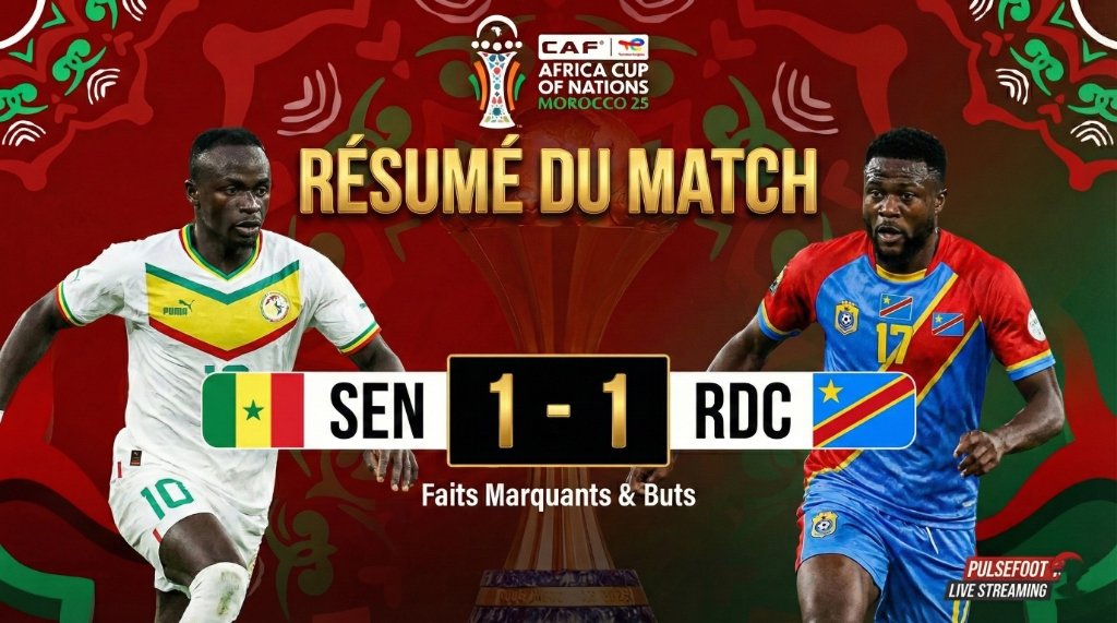 RESUME Sénégal vs RDC (1-1) : Mané répond à Bakambu dans un sommet intense